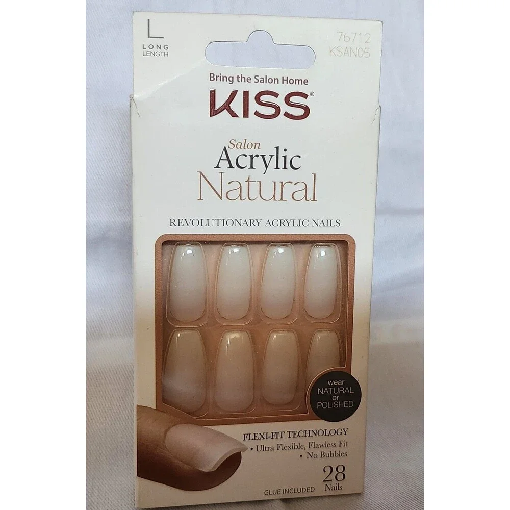 KISS Acrylic Natural Press-On Nails ~ Long Length ~ #76712 KSAN05